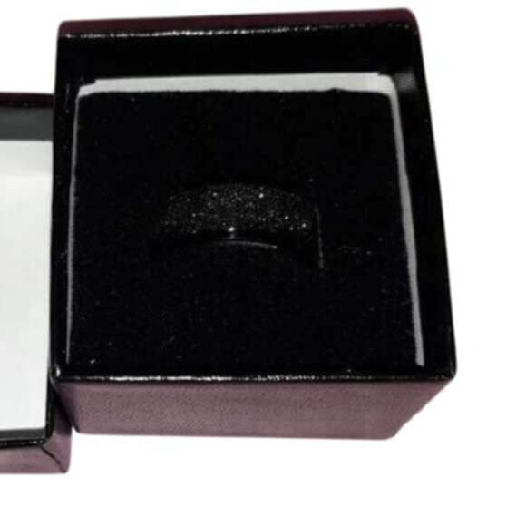 Matte Black Stainless Steel Ring Unisex With Subtle Glitter Finish Comfortable F - Picture 2 of 5